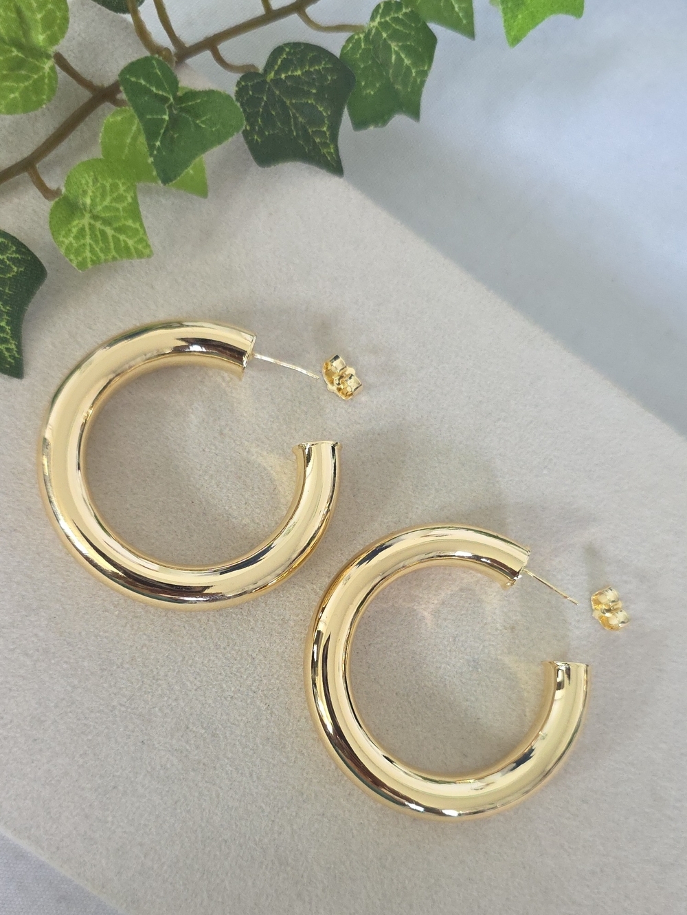Chunky 2" Hoop Earrings Gold Filled Tube